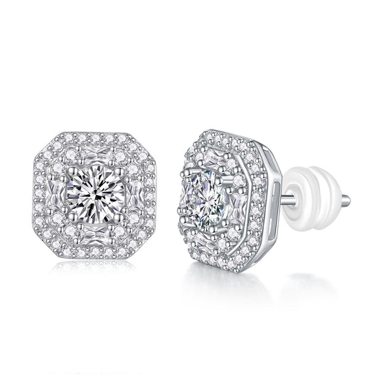 Winter Afternoon 0.5-Carat Moissanite Platinum-Plated Sterling Silver Stud Earrings