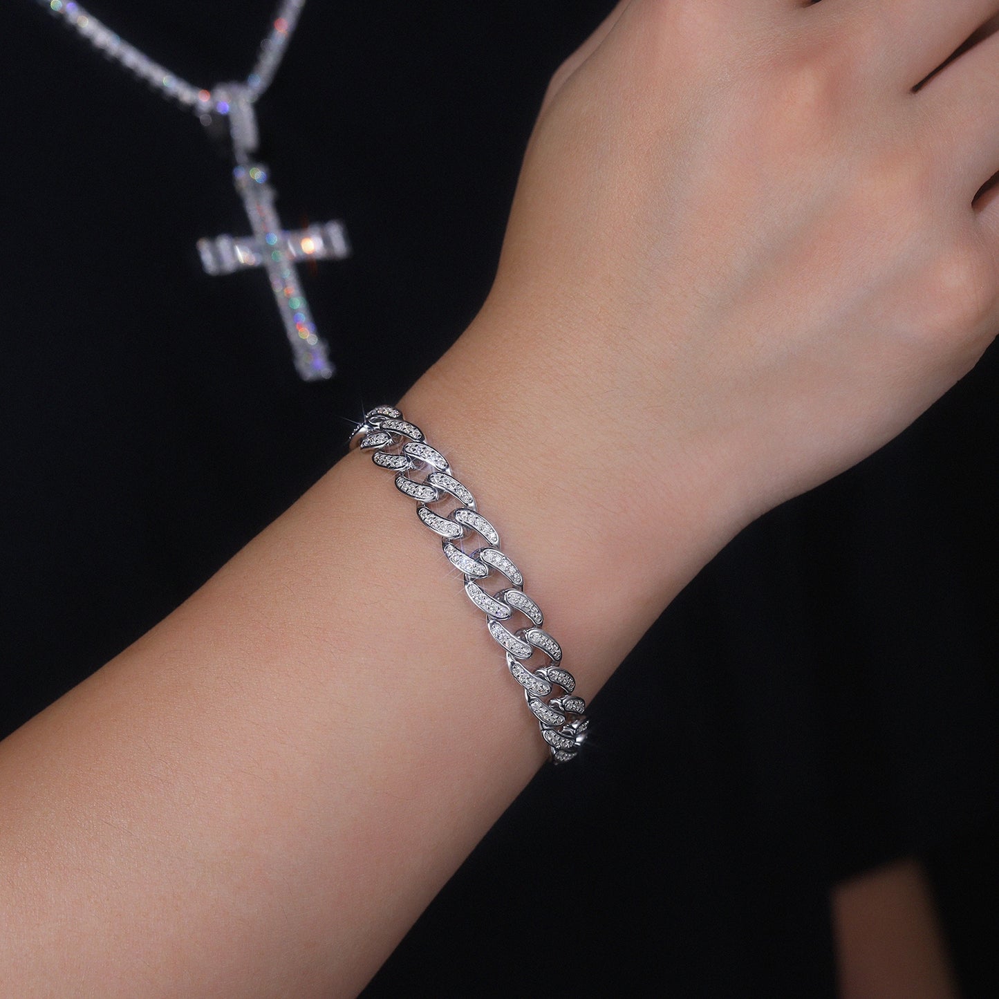 Moissanite Grace Silver Bracelet – Platinum-Plated S925 Silver