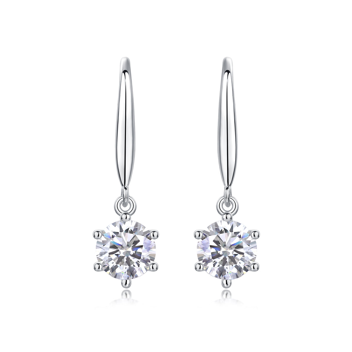 Jumping Wind 1-Carat Moissanite Stud Earrings Set (Platinum-Plated S925 Silver)