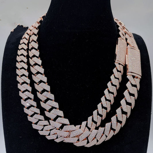 Moissanite Cuban Link Chain Necklaces S925 Silver Variety Colors