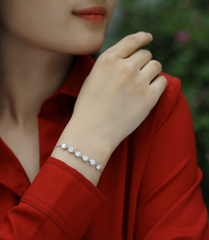Dreamy Beauty Moissanite Silver Bracelet Set – Platinum-Plated S925 Silver