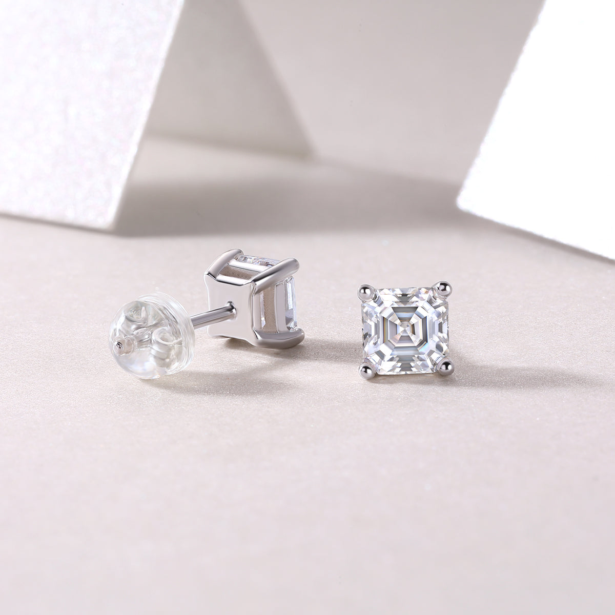 Unrestrained Moissanite Platinum-Plated Sterling Silver Stud Earrings