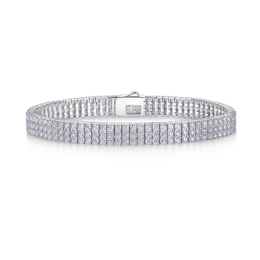 Chain Lock Radiance Moissanite Silver Bracelet Set – Platinum-Plated S925 Silver