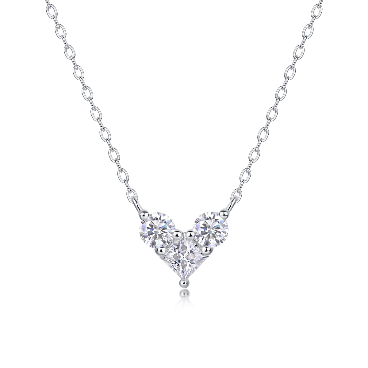 Love in the Present Moissanite Pendant Necklace – Platinum-Plated S925 Silver