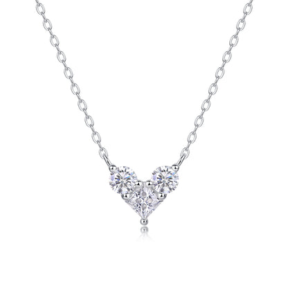 Love in the Present Moissanite Pendant Necklace – Platinum-Plated S925 Silver