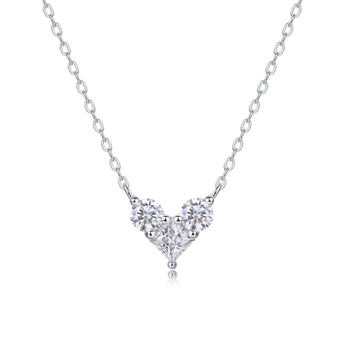 Love in the Present Moissanite Pendant Necklace – Platinum-Plated S925 Silver