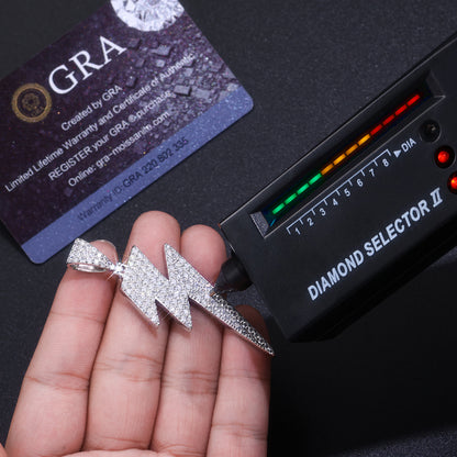 Lightning Moissanite Pendant Necklace – Platinum-Plated S925 Silver