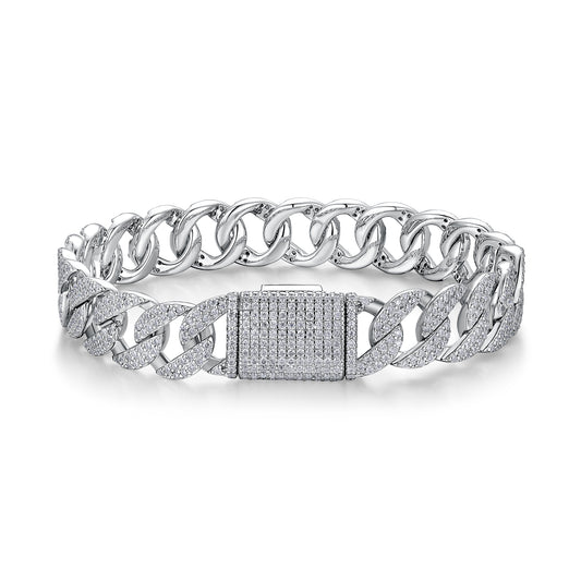 Moissanite Platinum-Plated Sterling Silver Bracelet