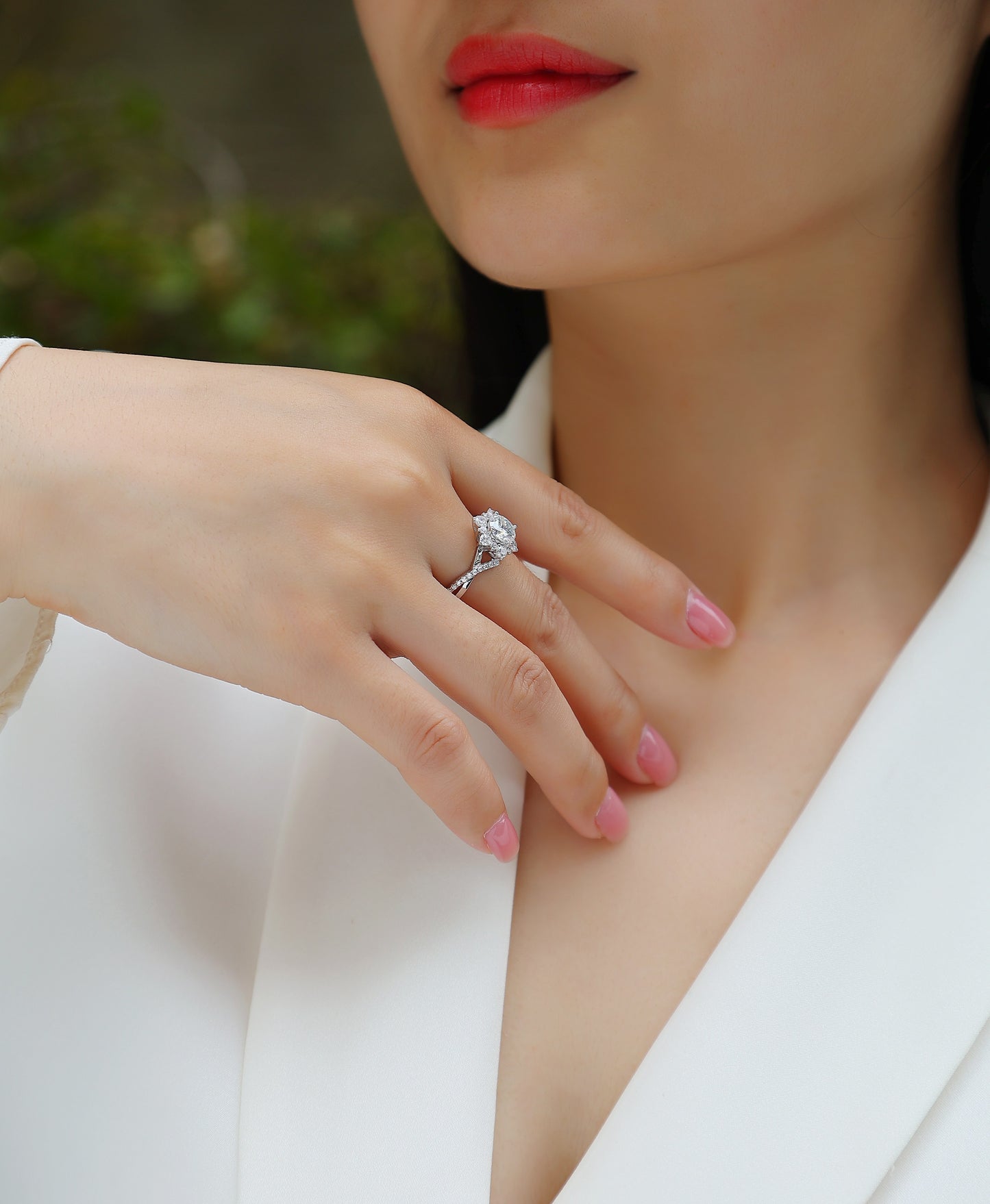 Hidden Poetry 1-Carat Moissanite Wedding Ring Set (Platinum-Plated S925 Silver)