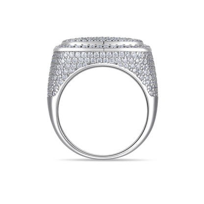 Men’s Moissanite Ring Set Crafted in S925 Sterling Silver with Platinum Plating