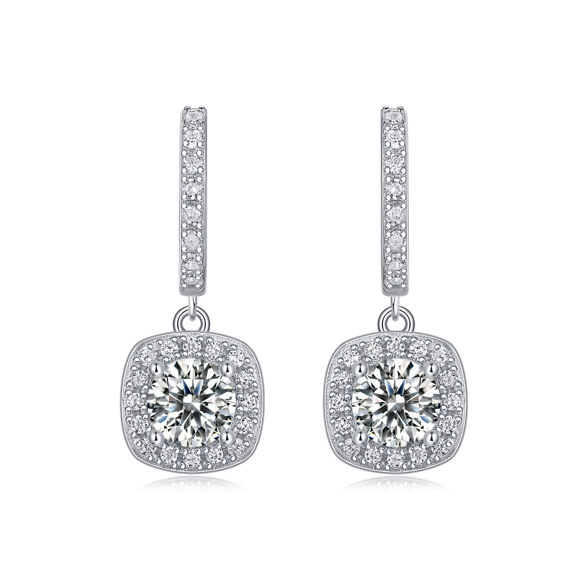 Dream Search 0.5-Carat Moissanite Stud Earrings – Platinum-Plated S925 Silver