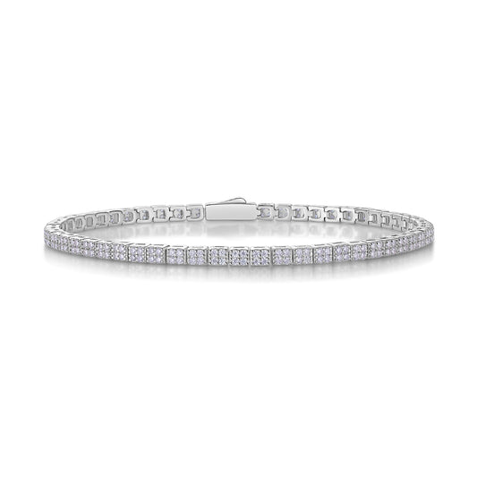 Piano Poet Moissanite Platinum-Plated Silver Bracelet