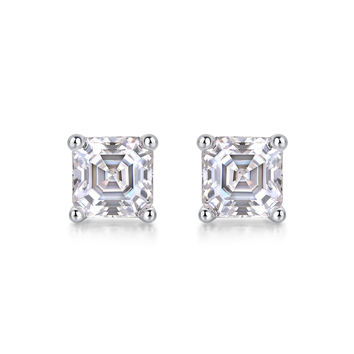 Unrestrained Moissanite Platinum-Plated Sterling Silver Stud Earrings