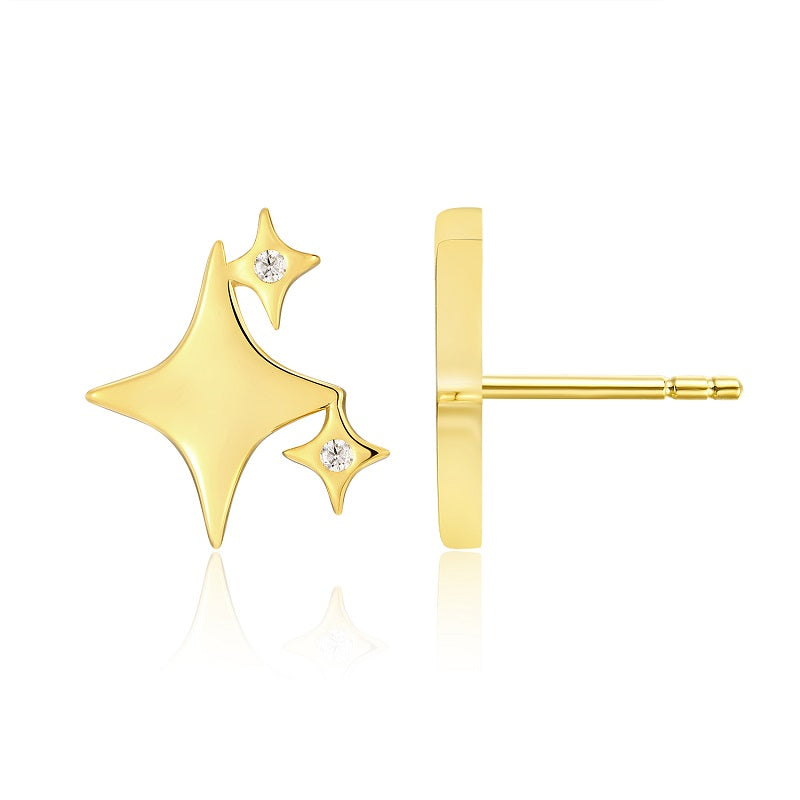 Chasing Dreams Four-Leaf Clover Moissanite Stud Earrings – Gold-Plated S925 Silver