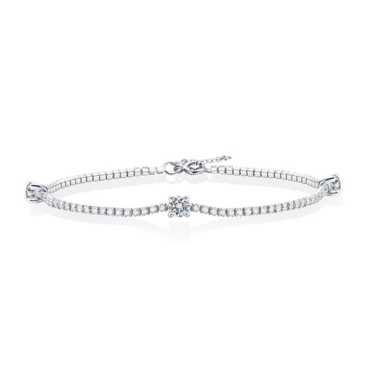 Moonlight Interwoven Moissanite Platinum-Plated Silver Bracelet