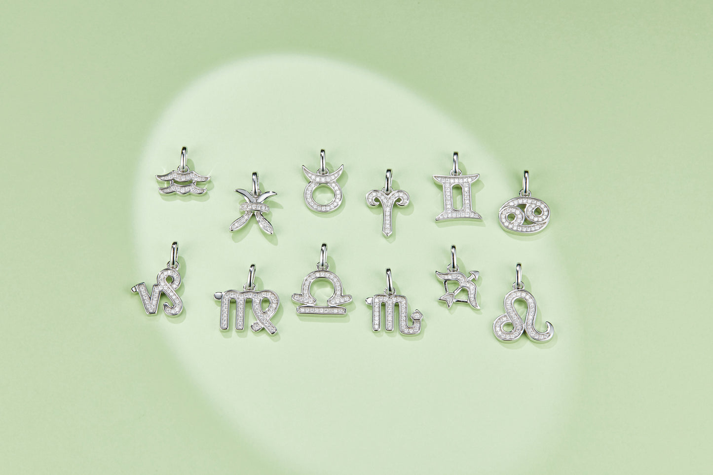 Gemini 12 Zodiac Moissanite Pendant Necklace – Platinum-Plated S925 Silver
