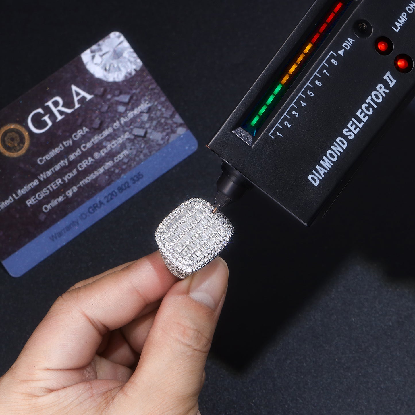 Men’s Moissanite Ring Set Crafted in S925 Sterling Silver with Platinum Plating