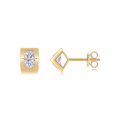 Exclusive Moissanite Stud Earrings – Gold-Plated S925 Silver