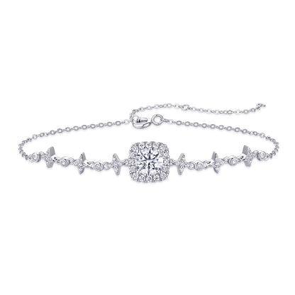Fusion Moissanite Platinum-Plated Sterling Silver Bracelet