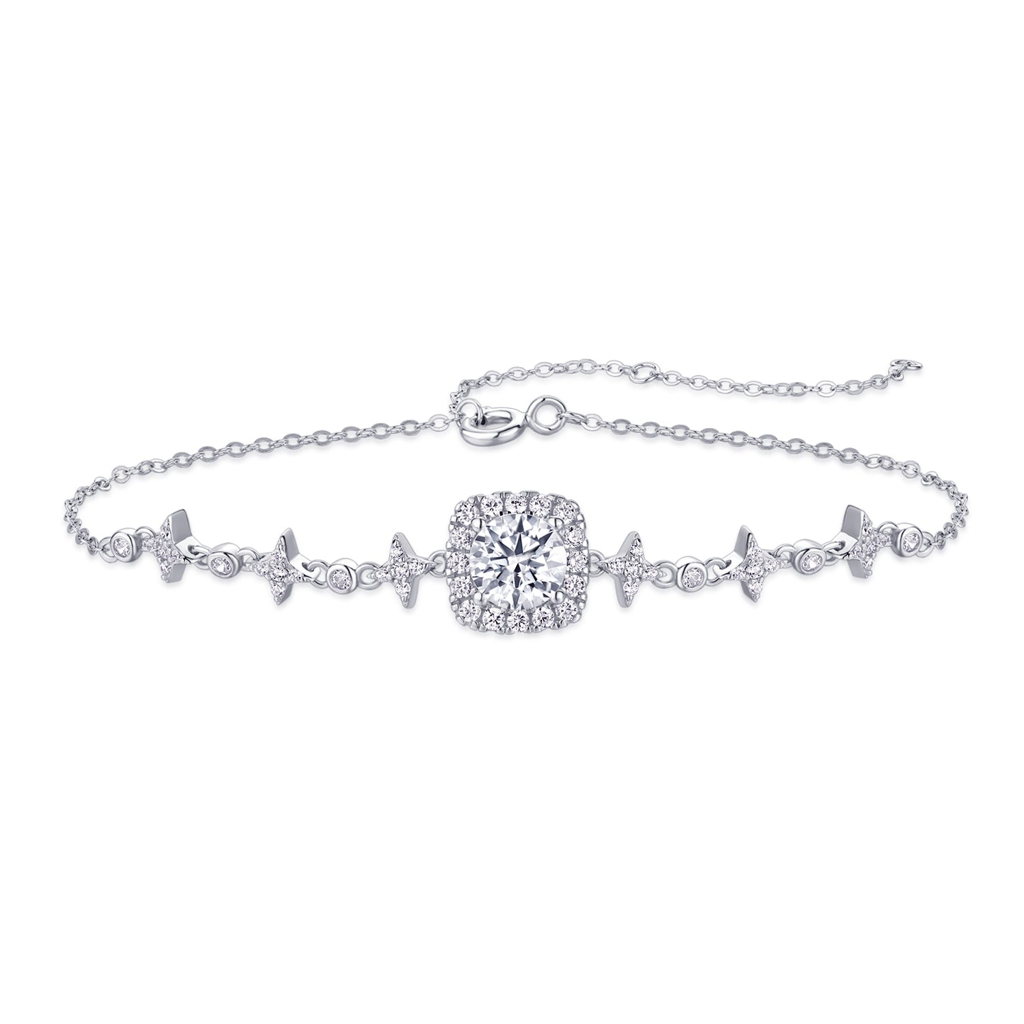 Fusion Moissanite Platinum-Plated Sterling Silver Bracelet