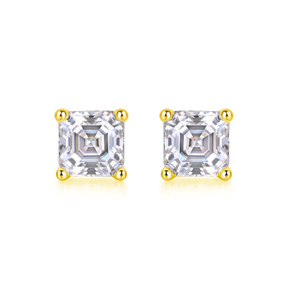 Unrestrained Moissanite Platinum-Plated Sterling Silver Stud Earrings