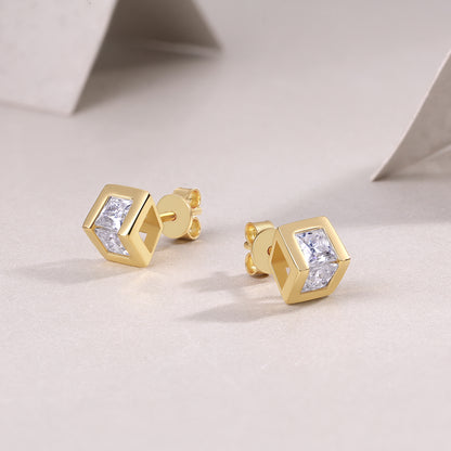 Exclusive Moissanite Stud Earrings – Gold-Plated S925 Silver