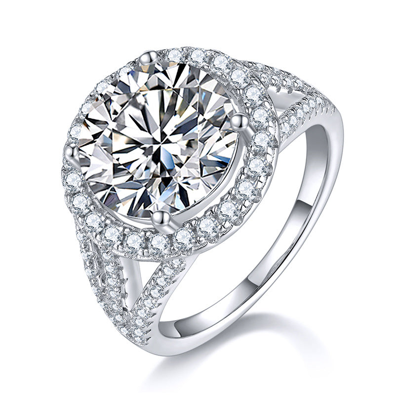 5-Carat Moissanite Platinum-Plated Sterling Silver Ring