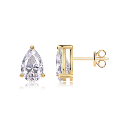 Leaf Moissanite Gold-Plated Sterling Silver Stud Earrings