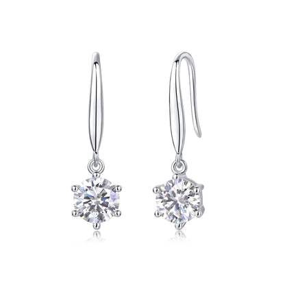 Jumping Wind 1-Carat Moissanite Stud Earrings Set (Platinum-Plated S925 Silver)