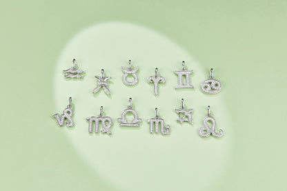 Aquarius 12 Zodiac Moissanite Pendant Necklace – Platinum-Plated S925 Silver