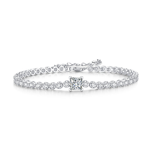 Rubik’s Cube Moissanite Platinum-Plated Sterling Silver Bracelet