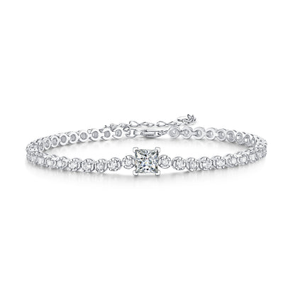 Rubik’s Cube Moissanite Platinum-Plated Sterling Silver Bracelet